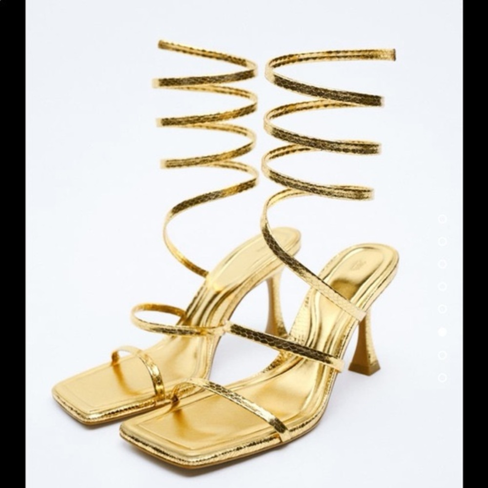 Zara Spiral Strap Heel Sandals NWOT
